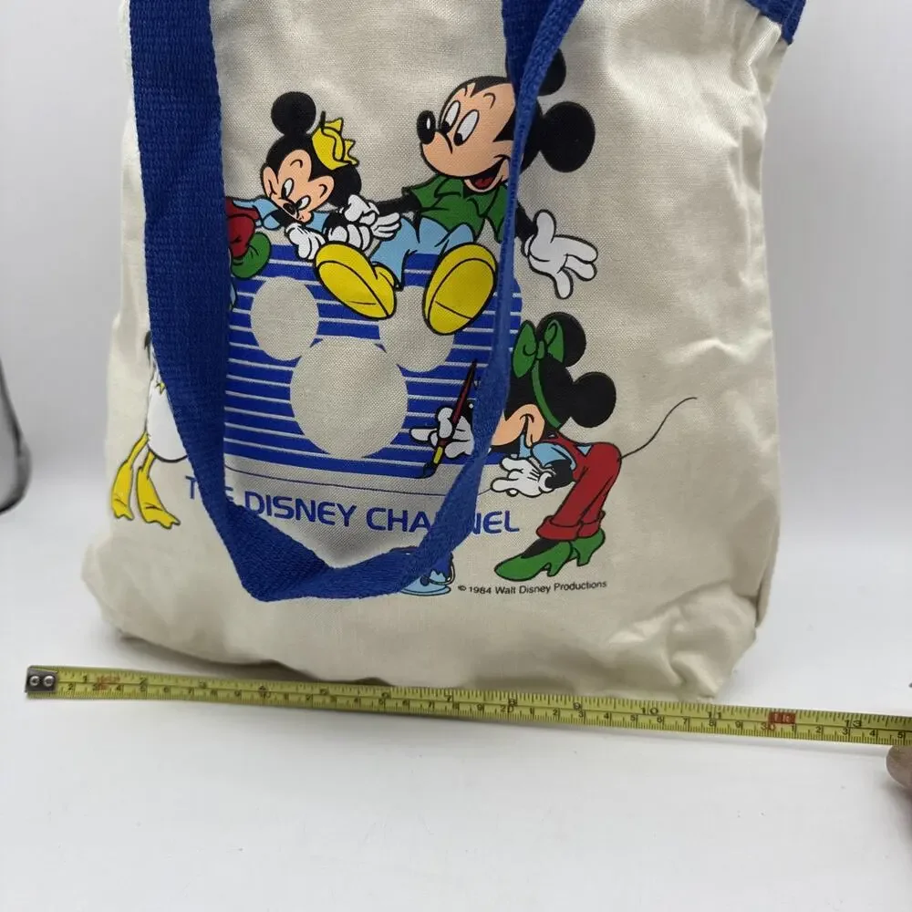 VTG The Disney Channel Mickey Minnie Mouse Donald Duck 1984 Tote Bag 80s
